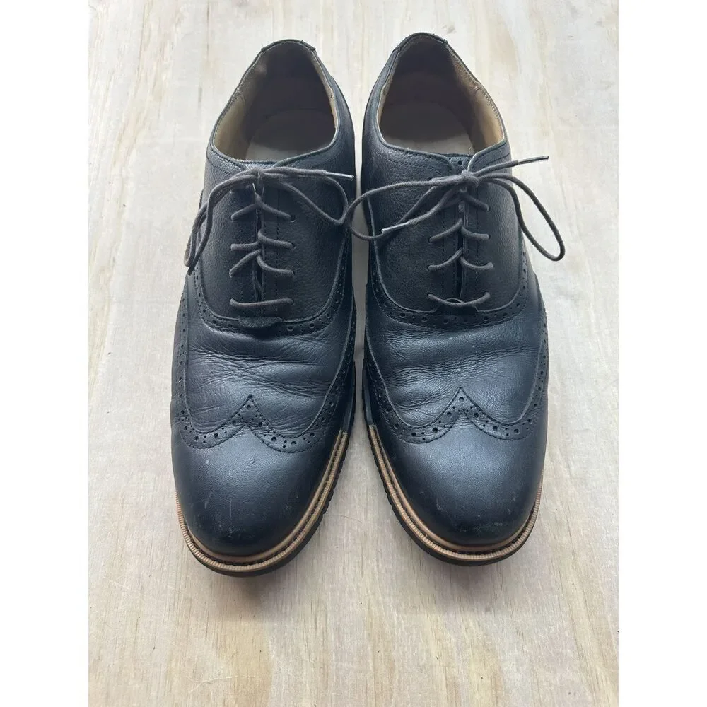 Cole Haan Wingtip Oxford Leather Dress Shoes Sz 13 C14476‎ Black Lace Up